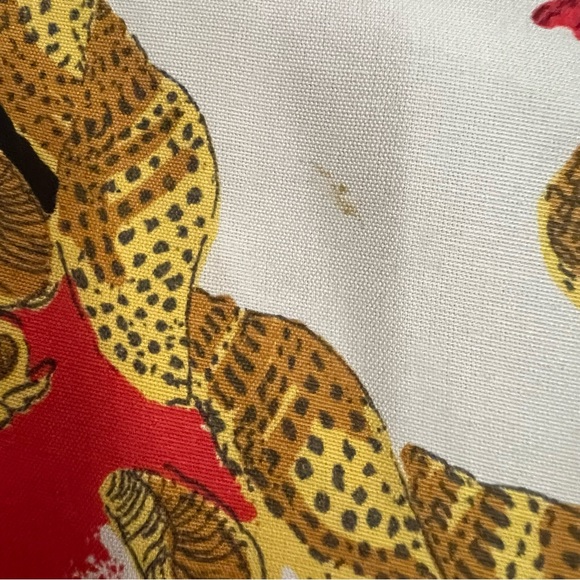 Vintage 1980s Rare Animal Print Gold Red Womens windbreaker bomber Jacket Size M - Picture 8 of 11